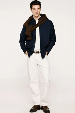 Selected Camisas-Camisa Oxford de corte regular Azul