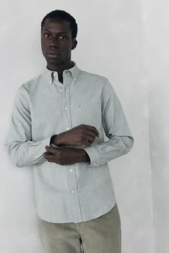 Pedro del Hierro Camisas-Camisa Oxford Lisa Escovada Verde