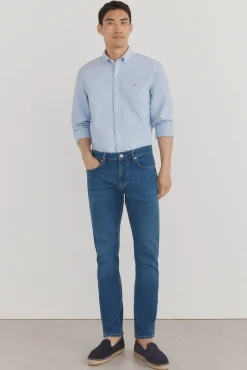Pedro del Hierro Camisas-Camisa oxford liso e icônica Azul