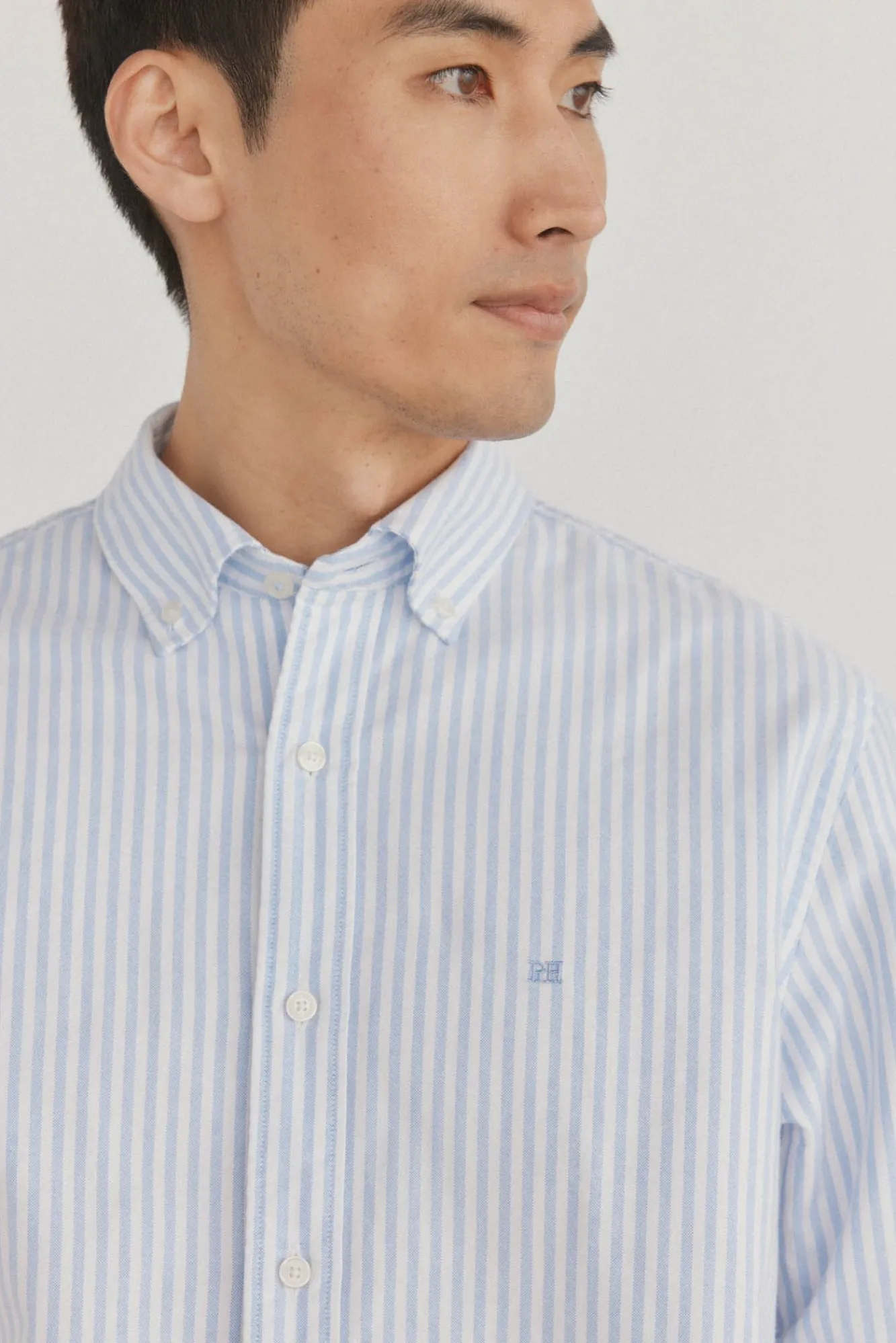 Pedro del Hierro Camisas-Camisa Oxford Listrada Candela Icônica Azul