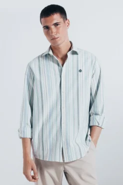 Springfield Camisas-Camisa oxford riscas verde