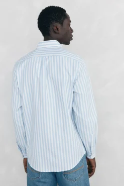 Pedro del Hierro Camisas-Camisa Oxford Riscas Escovada Azul