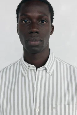 Pedro del Hierro Camisas-Camisa Oxford Riscas Escovada Verde