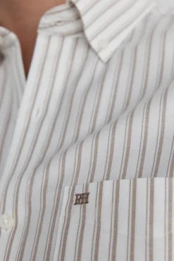 Pedro del Hierro Camisas-Camisa oxford riscas sem ferro Beige