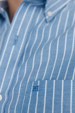 Pedro del Hierro Camisas-Camisa oxford riscas sem ferro Azul