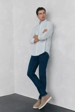Pedro del Hierro Camisas-Camisa oxford riscas sem ferro Azul