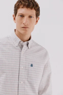 Cortefiel Camisas-Camisa oxford xadrez Ecru
