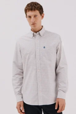 Cortefiel Camisas-Camisa oxford xadrez Ecru