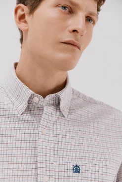 Cortefiel Camisas-Camisa oxford xadrez Ecru