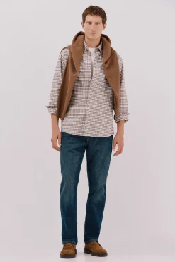 Cortefiel Camisas-Camisa oxford xadrez Castanho