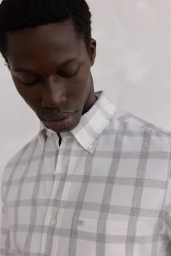 Pedro del Hierro Camisas-Camisa Oxford Xadrez Escovada Cizento