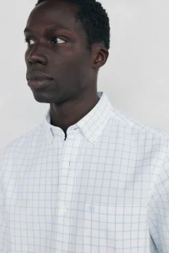 Pedro del Hierro Camisas-Camisa Oxford Xadrez Escovada Azul