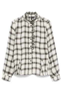 Vero Moda Blusas-Camisa Perkins de manga manga com gola Branco