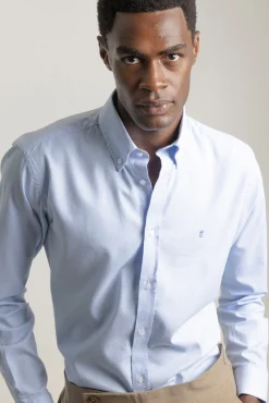 PuroEGO Camisas-Camisa pied- de-pied-de-poule slim fit Azul