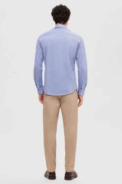 Selected Camisas|Camisas Clássicas-Camisa piqué 100% algodão Azul