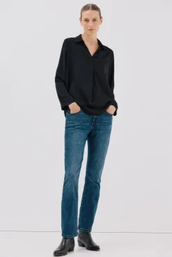 Cortefiel Blusas-Camisa plissada Preto