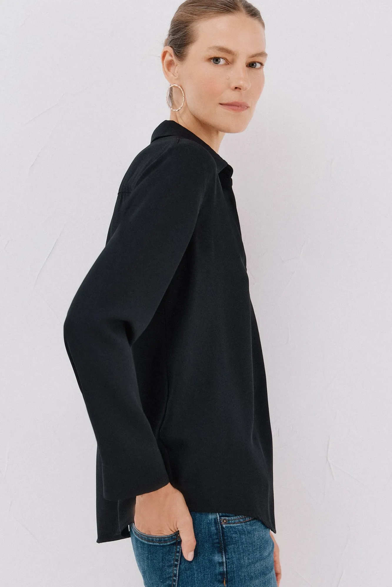 Cortefiel Blusas-Camisa plissada Preto