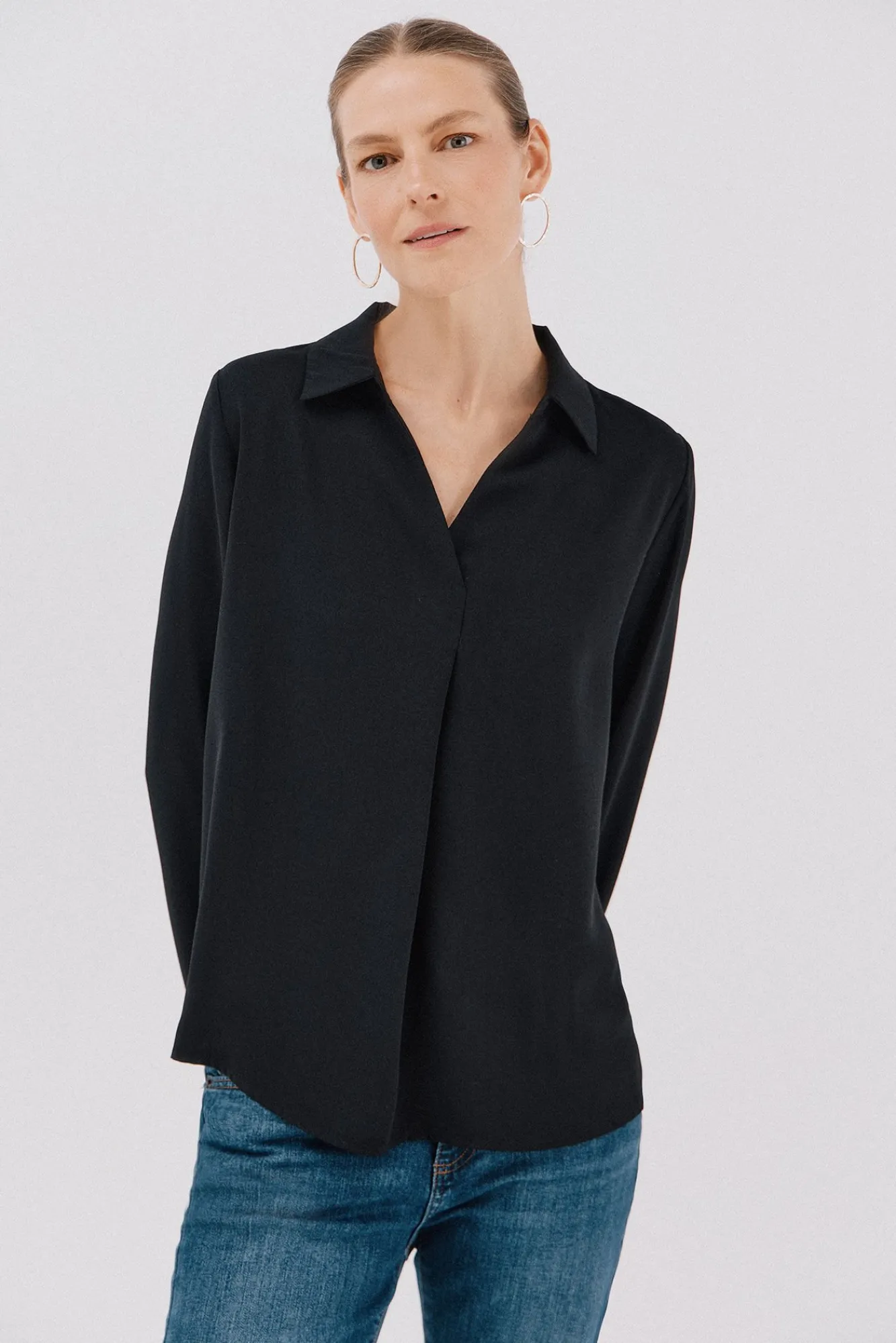 Cortefiel Blusas-Camisa plissada Preto