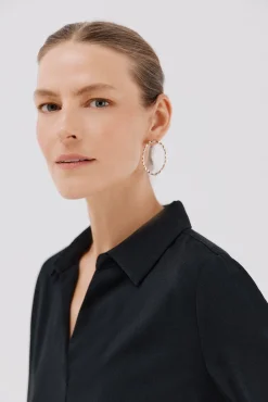 Cortefiel Blusas-Camisa plissada Preto