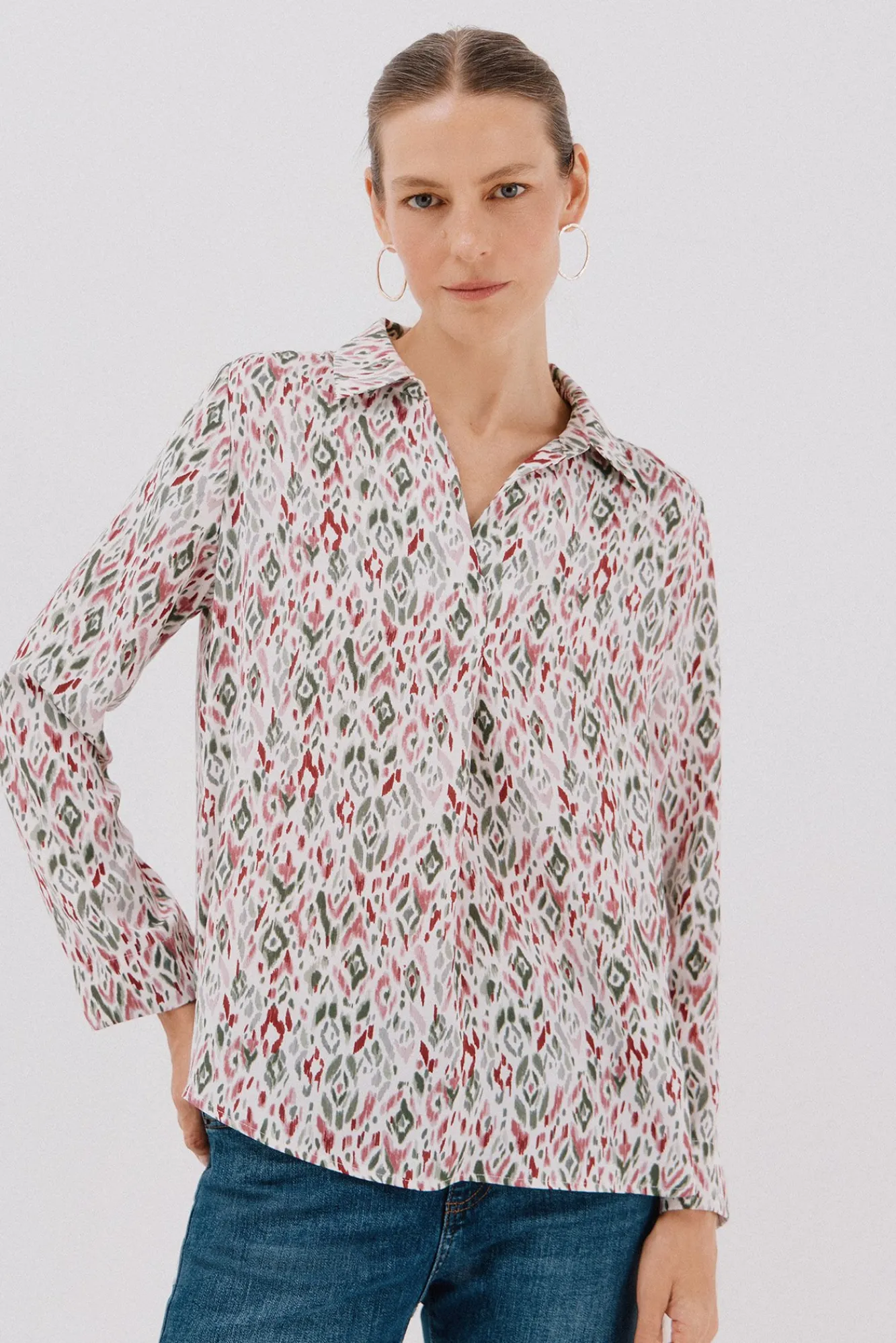 Cortefiel Blusas-Camisa plissada Multicolorido