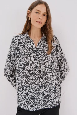 Cortefiel Blusas-Camisa plissada Impress&atilde;o