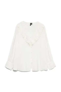 Vero Moda Curve Blusas-Camisa plus size com gola folho Branco