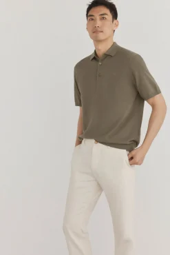 Pedro del Hierro Polos|Camisolas-Camisa polo de algodão de manga curta premium Verde