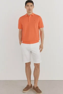 Pedro del Hierro Polos|Camisolas-Camisa polo de algodão de manga curta premium Laranja