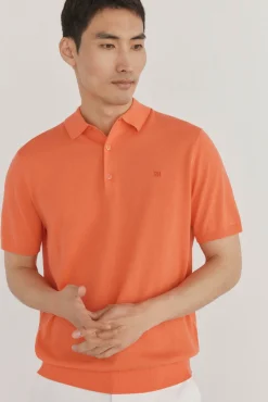 Pedro del Hierro Polos|Camisolas-Camisa polo de algodão de manga curta premium Laranja