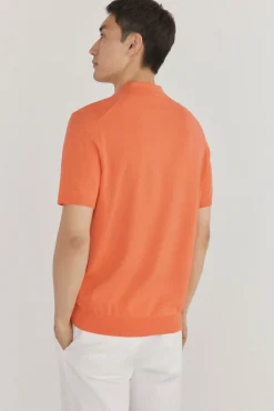 Pedro del Hierro Polos|Camisolas-Camisa polo de algodão de manga curta premium Laranja