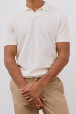 Cortefiel Polos-Camisa polo de algodão estruturada de manga curta Branco