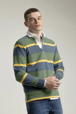 PuroEGO Polos-Camisa polo de algodão multi-listrada Verde