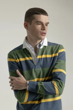 PuroEGO Polos-Camisa polo de algodão multi-listrada Verde