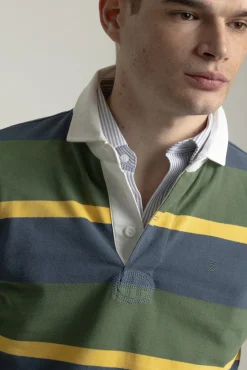 PuroEGO Polos-Camisa polo de algodão multi-listrada Verde