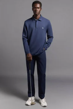 Pedro del Hierro Polos|Sobretudos-Camisa polo de golfe de manga comprida liso Azul