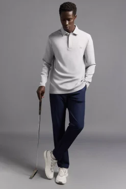 Pedro del Hierro Polos|Sobretudos-Camisa polo de golfe de manga comprida liso Cizento