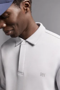 Pedro del Hierro Polos|Sobretudos-Camisa polo de golfe de manga comprida liso Cizento