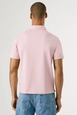 Pepe Jeans Polos-Camisa polo de manga curta com carcela tripla e logo no peito rosa