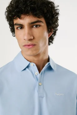 Pepe Jeans Polos-Camisa polo de manga curta com carcela tripla e logo no peito azul