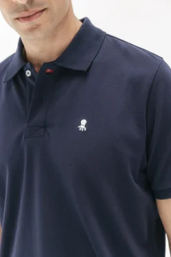 elPulpo Polos-Camisa polo lavada com bordado contrastante Azul
