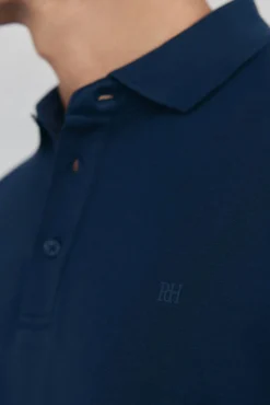 Pedro del Hierro Polos-Camisa polo manga comprida mercerizada Azul