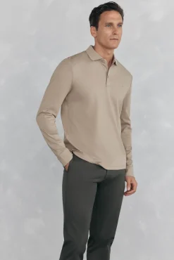 Pedro del Hierro Polos-Camisa polo manga comprida mercerizada Beige