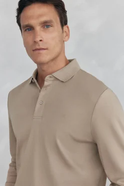 Pedro del Hierro Polos-Camisa polo manga comprida mercerizada Beige
