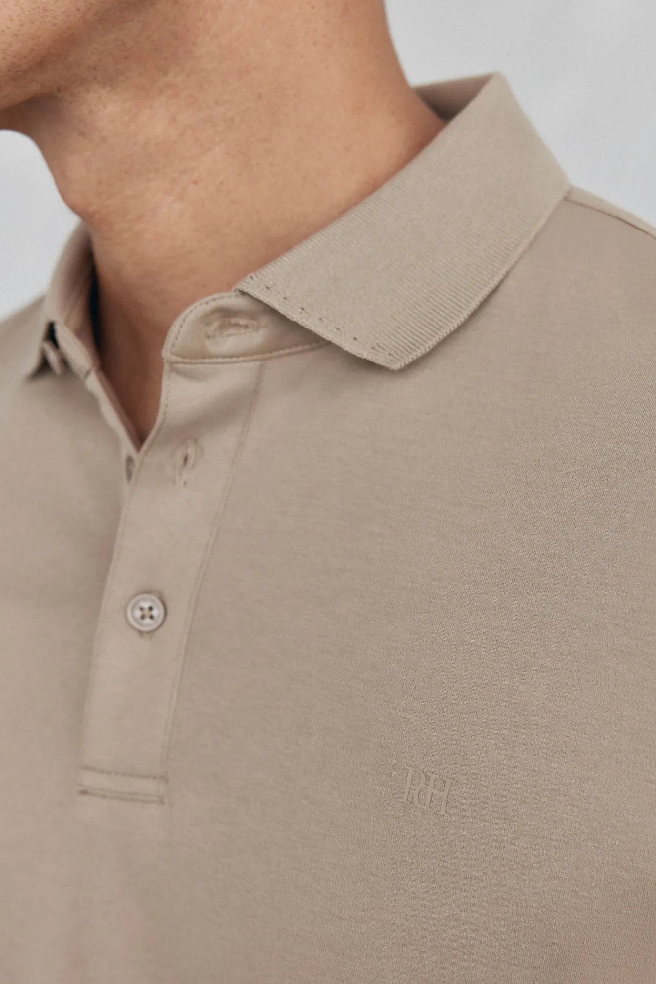 Pedro del Hierro Polos-Camisa polo manga comprida mercerizada Beige