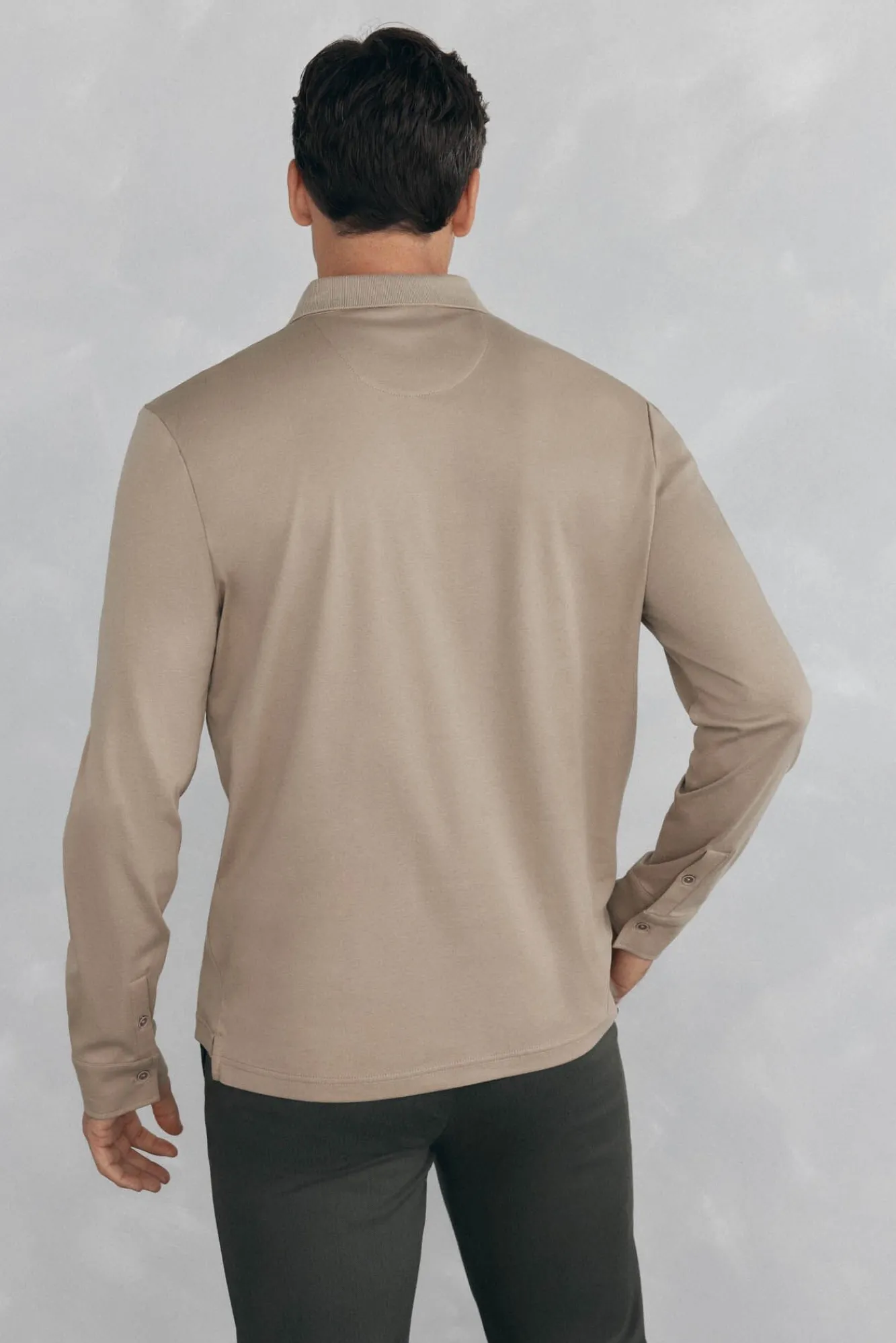 Pedro del Hierro Polos-Camisa polo manga comprida mercerizada Beige