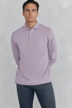 Pedro del Hierro Polos-Camisa polo manga comprida mercerizada P&uacute;rpura