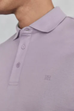 Pedro del Hierro Polos-Camisa polo manga comprida mercerizada P&uacute;rpura