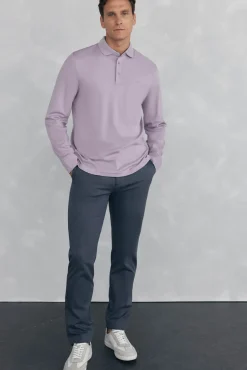 Pedro del Hierro Polos-Camisa polo manga comprida mercerizada P&uacute;rpura