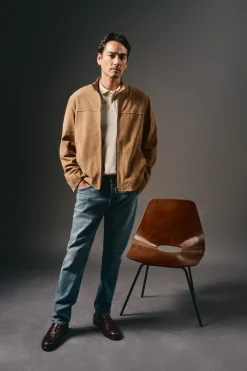 OOTO Polos-Camisa polo piqué lavada com bordado de avião Tostado