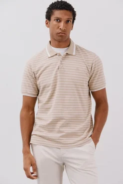 Cortefiel Polos-Camisa polo riscas Oxford Tostado